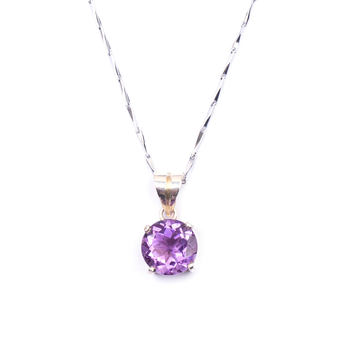 Light Violet Amethyst Pendant | Silver Chain Locket