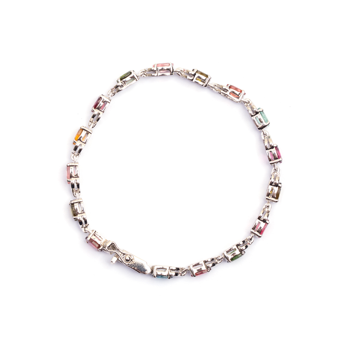 Rainbow Tourmaline Bracelet | Chain Silver Bracelet