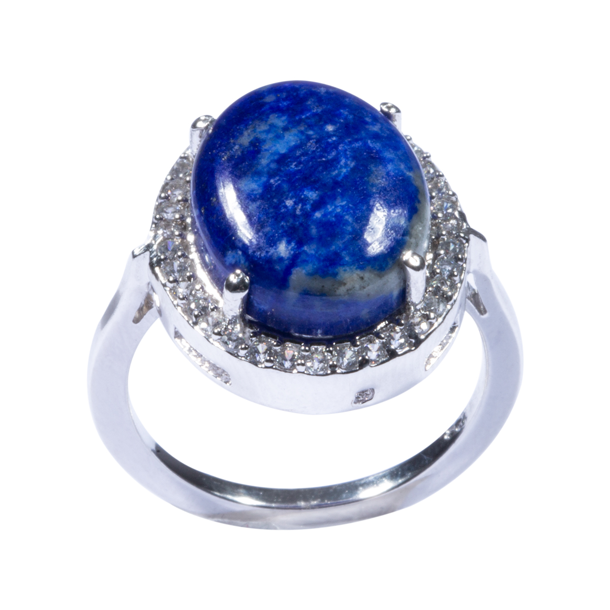 Lapis Lazuli Stone Ring | Solitaire Round Silver Ring