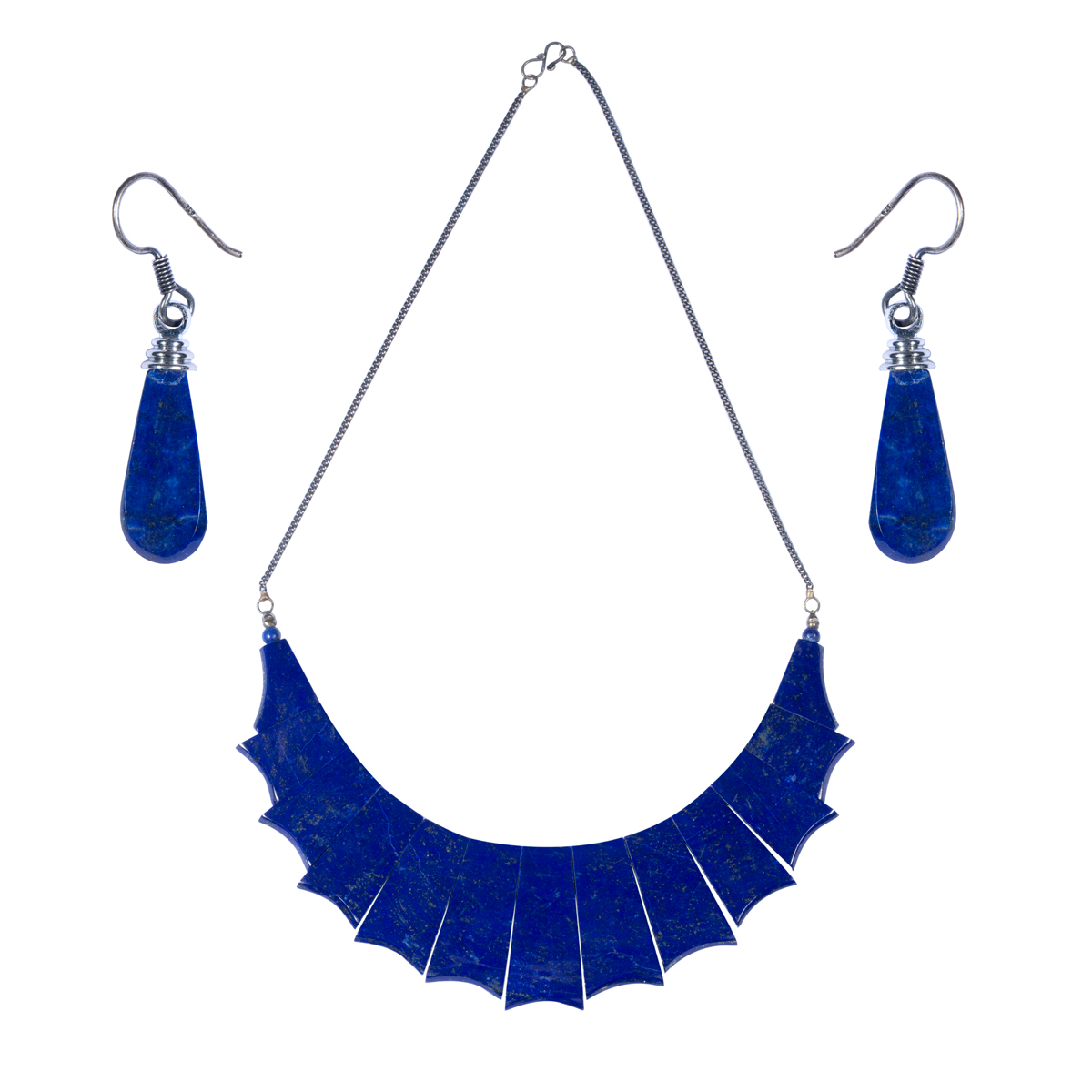 Lapis Lazuli Jewelry Set | Teardrop Earrings with Choker Necklace