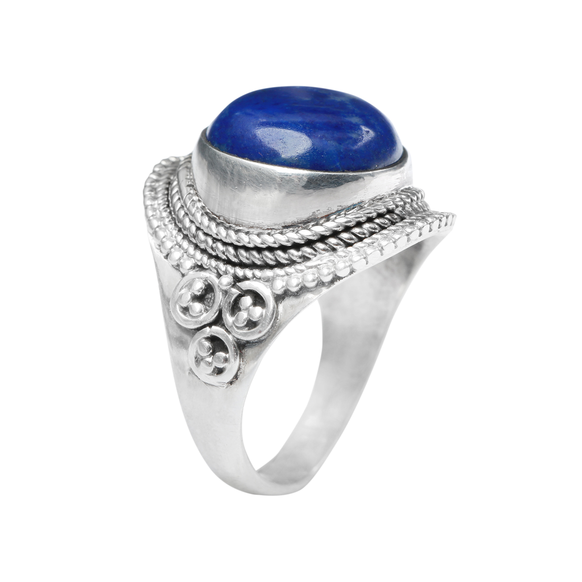 Lapis Lazuli Cocktail Ring | Solitaire Silver Ring