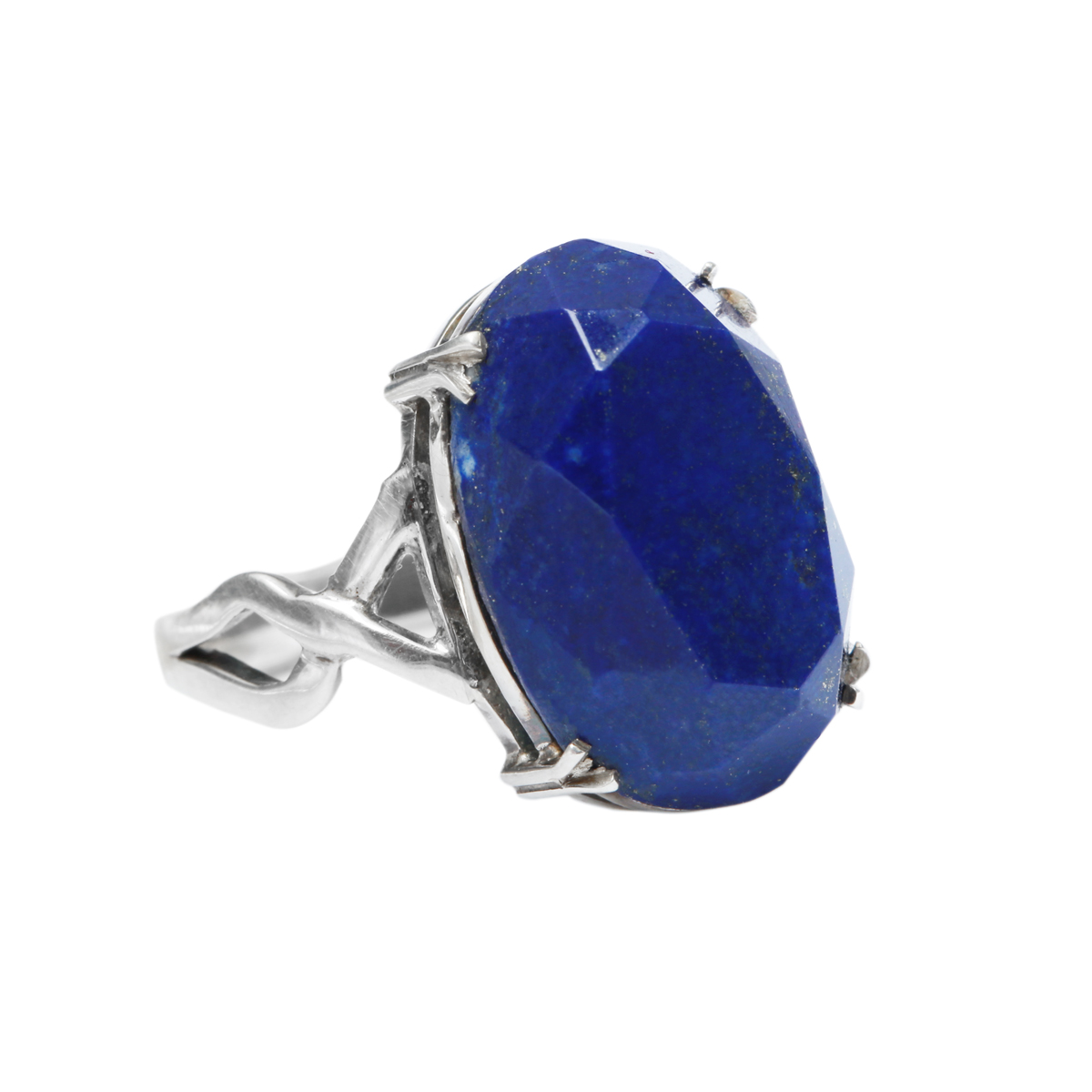 Custom Lapis Lazuli Stone Ring | Silver Oval Split Ring