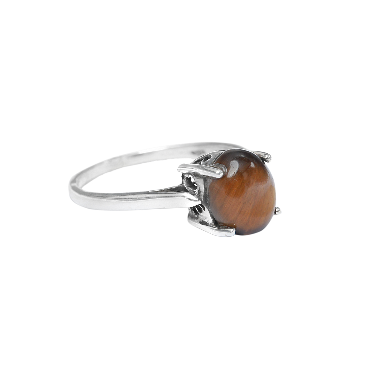 Tiger Stone Silver Ring | Solitaire Round Ring 