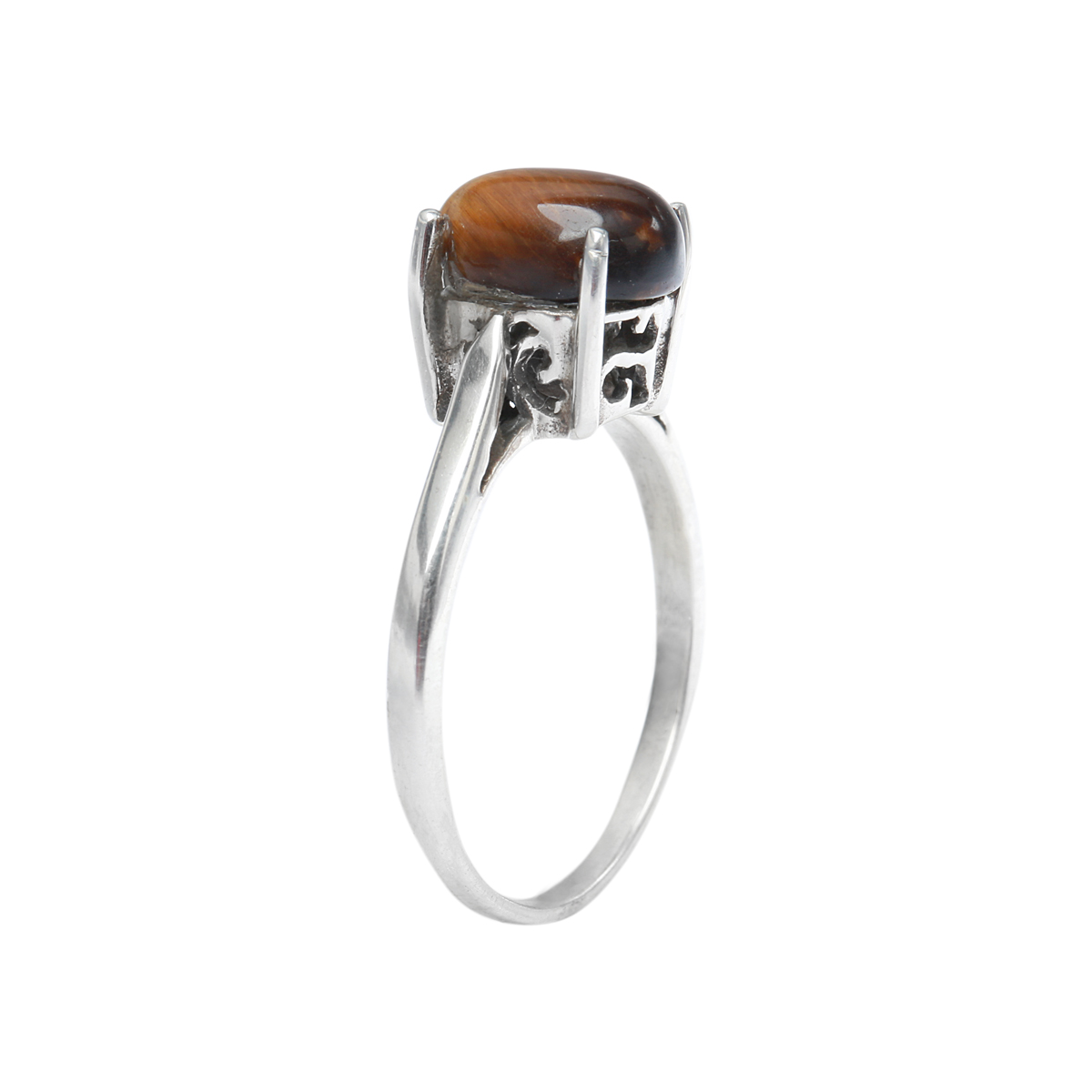 Tiger Stone Silver Ring | Solitaire Round Ring 
