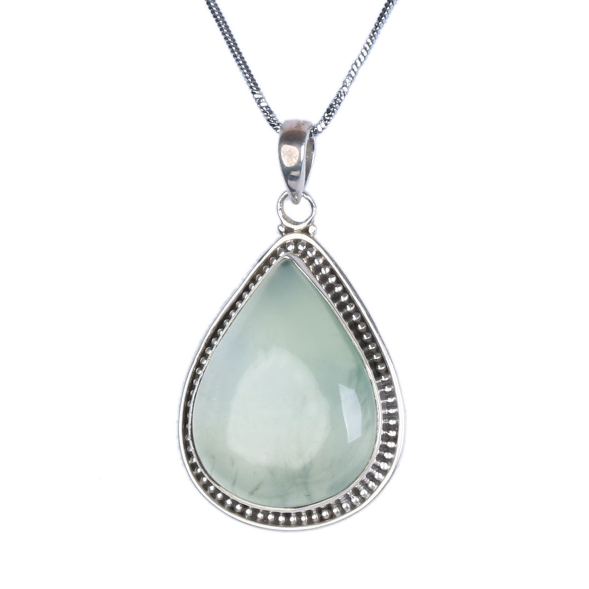 Agate Stone Pendant | Teardrop Silver Chain Locket
