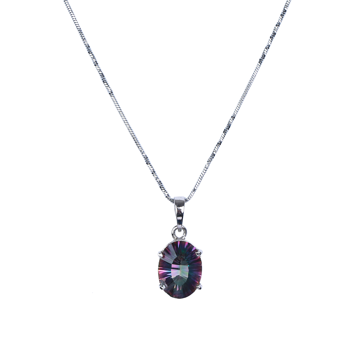 Black Topaz Stone Pendant | Silver Round Drop Locket