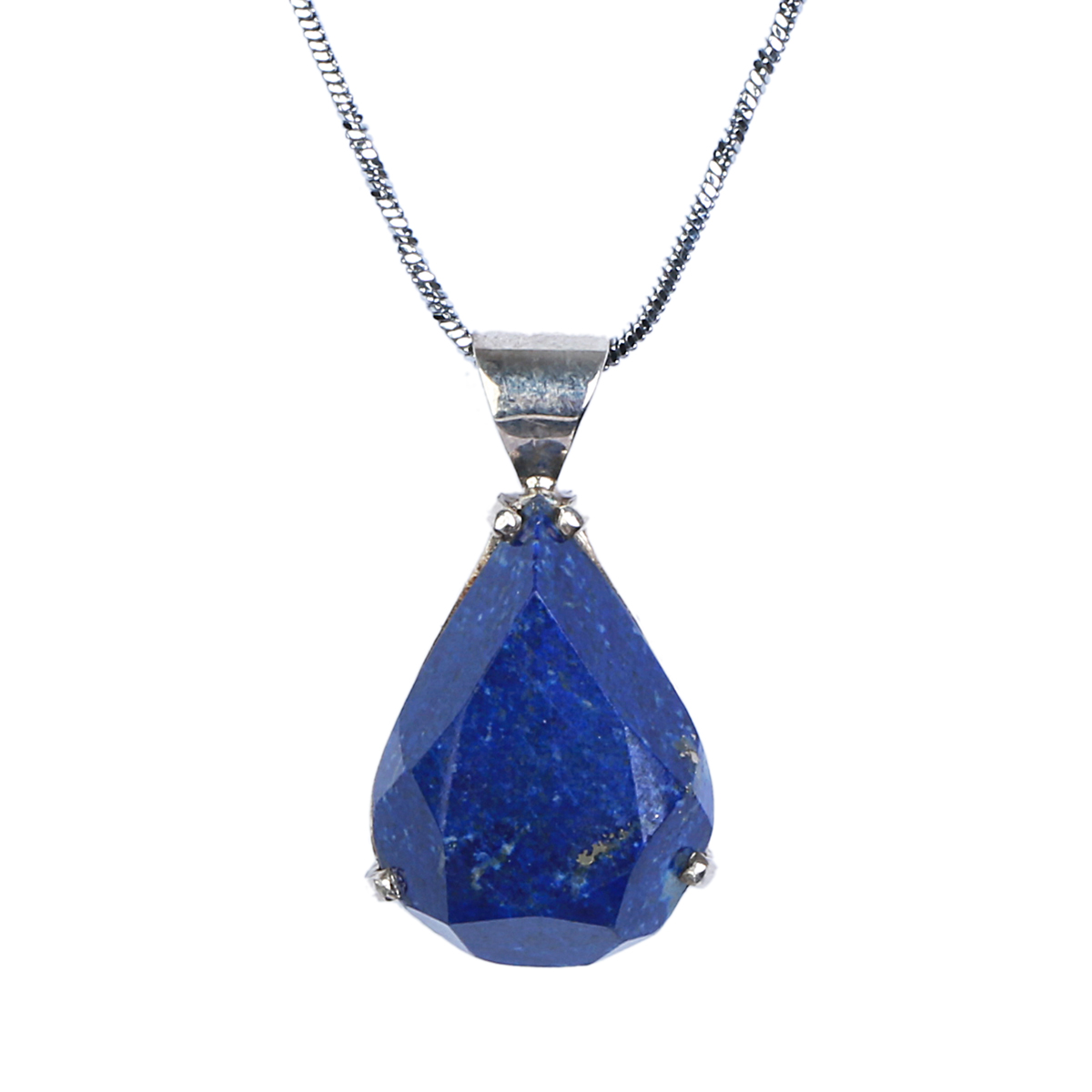 Lapis Lazuli Teardrop Pendant | Pear Drop Silver Locket 