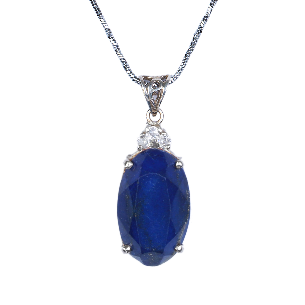 Lapis Lazuli Crystal Pendant | Oval Silver Locket