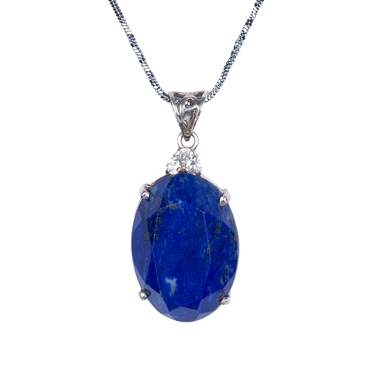 Lapis Lazuli Silver Pendant | Round Chain Locket