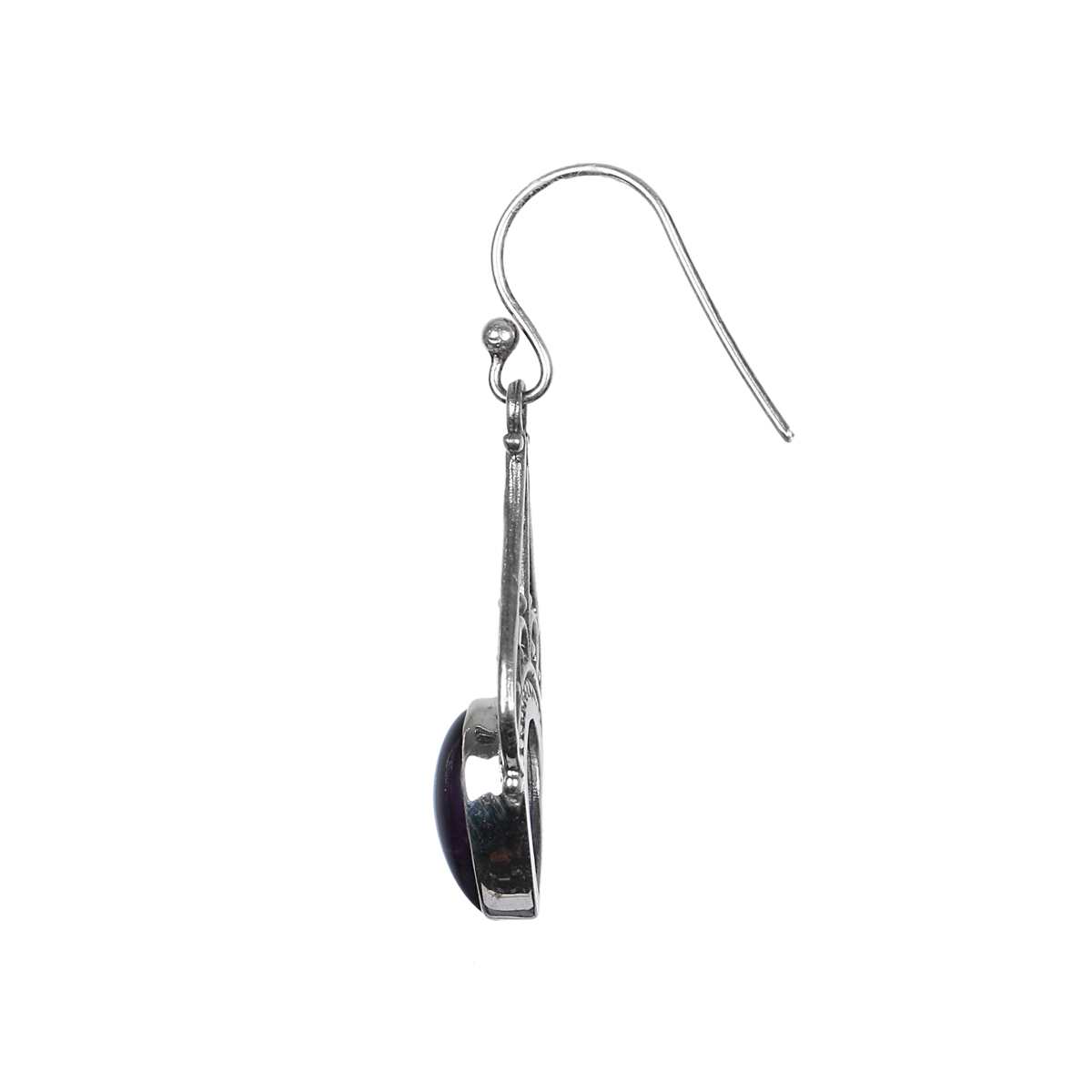 Amethyst Stone Silver Earrings | Triangular Hook Earrings