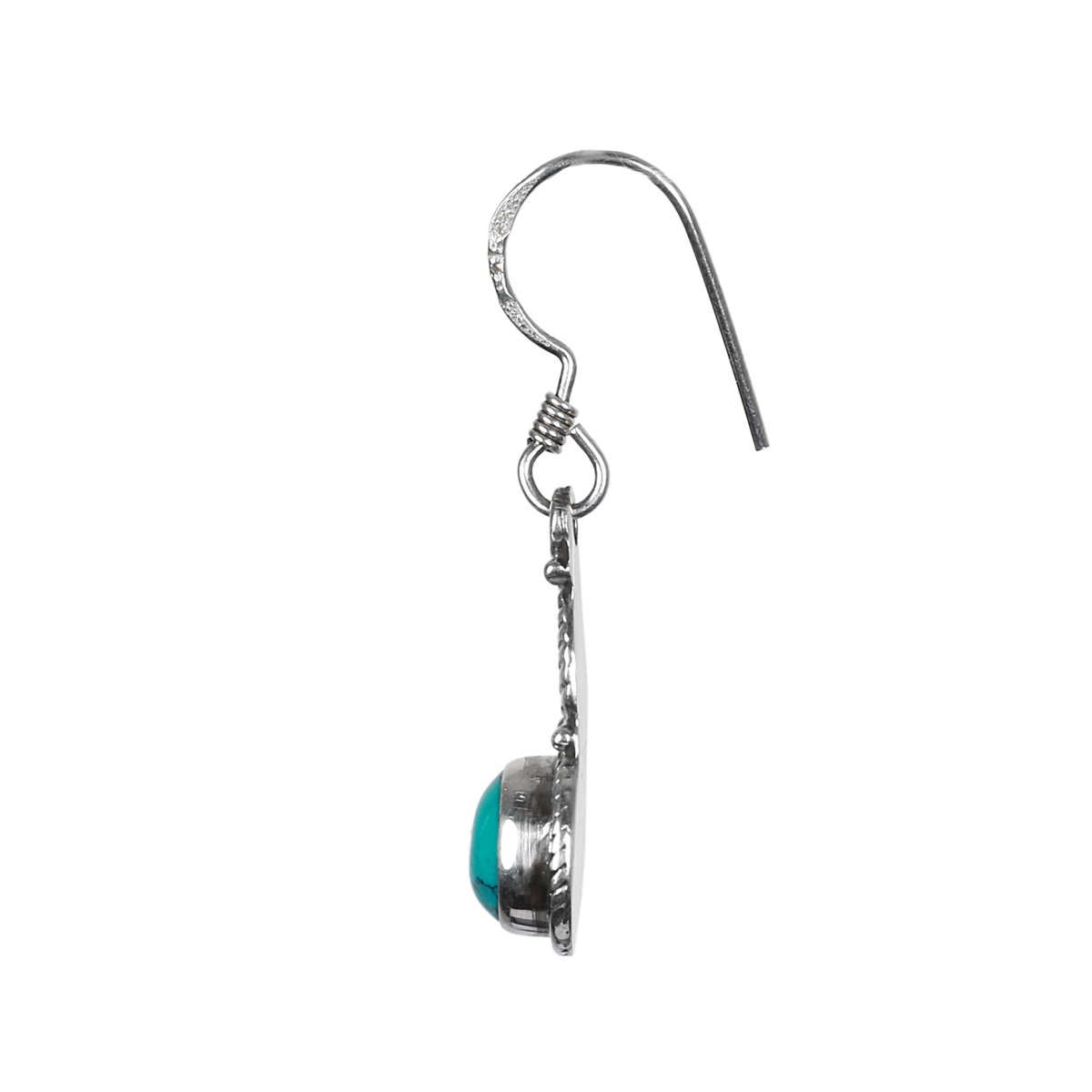Turquoise Stone Earrings | Silver Drop Earrings 