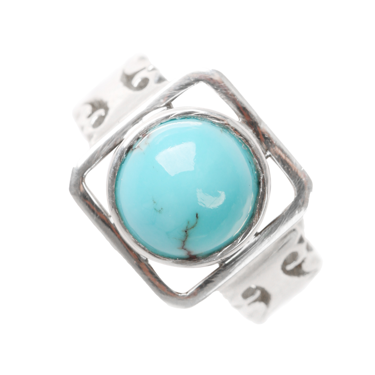 Turquoise Stone Ring | Silver Watch Style Men's Ring