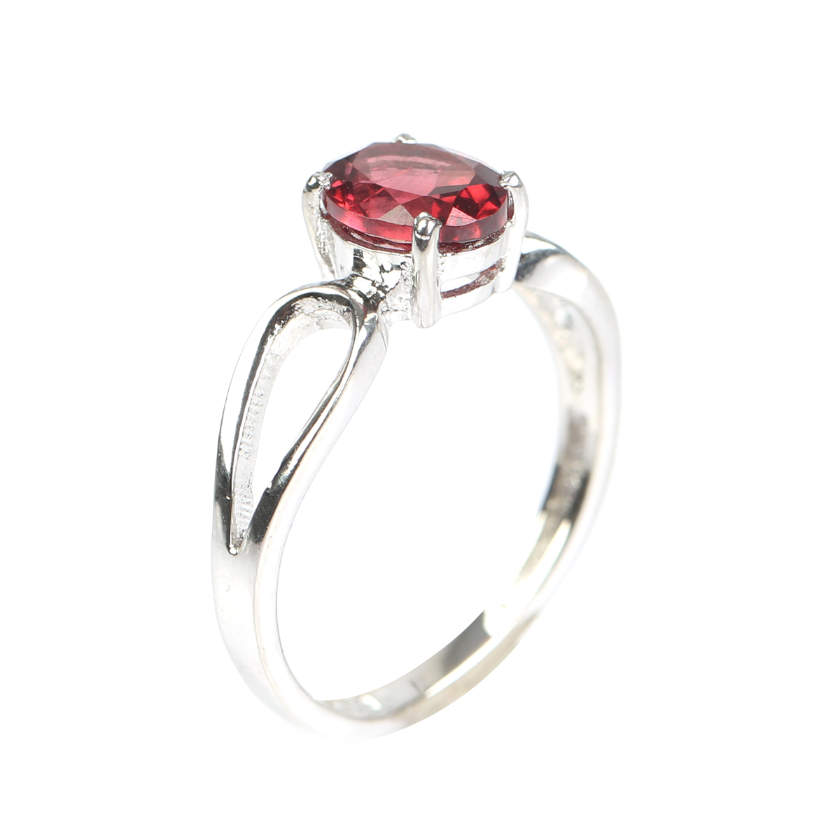 Maroon Garnet Ring | Silver Solitaire Ring 