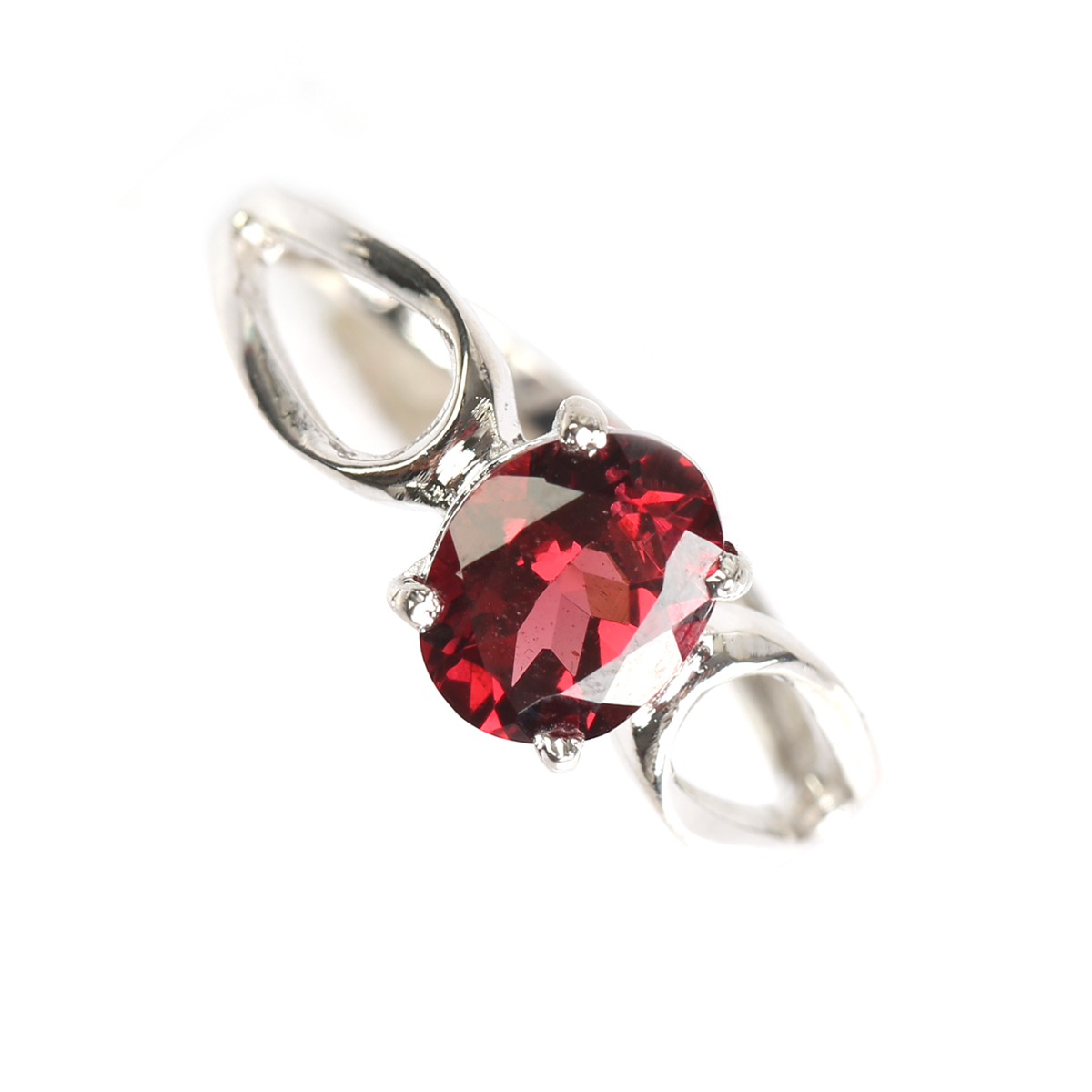 Maroon Garnet Ring | Silver Solitaire Ring 