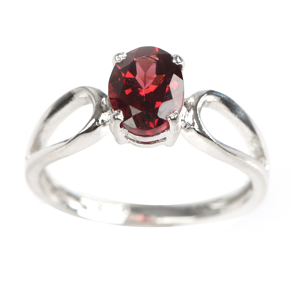 Maroon Garnet Ring | Silver Solitaire Ring 