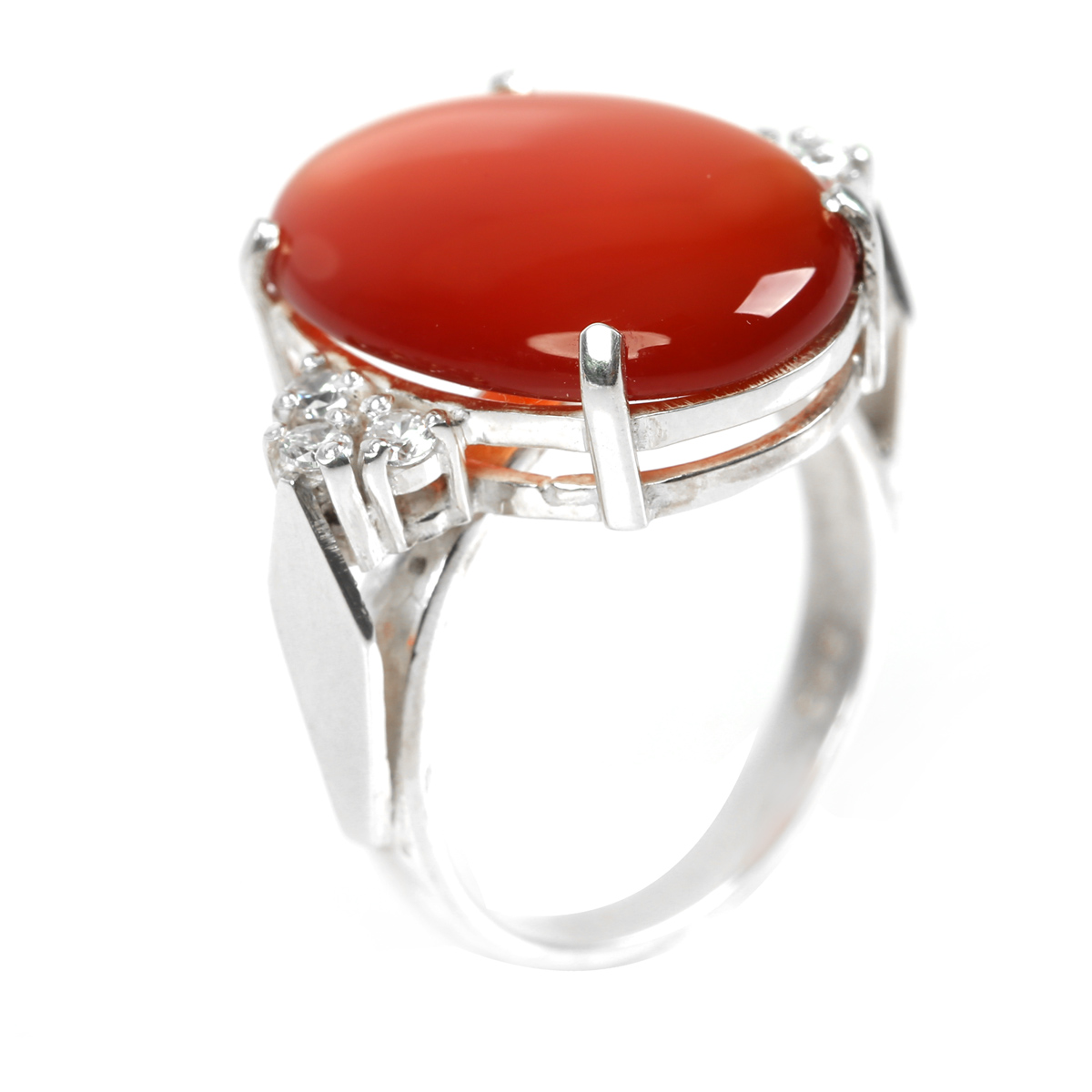 Agate Stone Silver Ring | Round Solitaire Ring