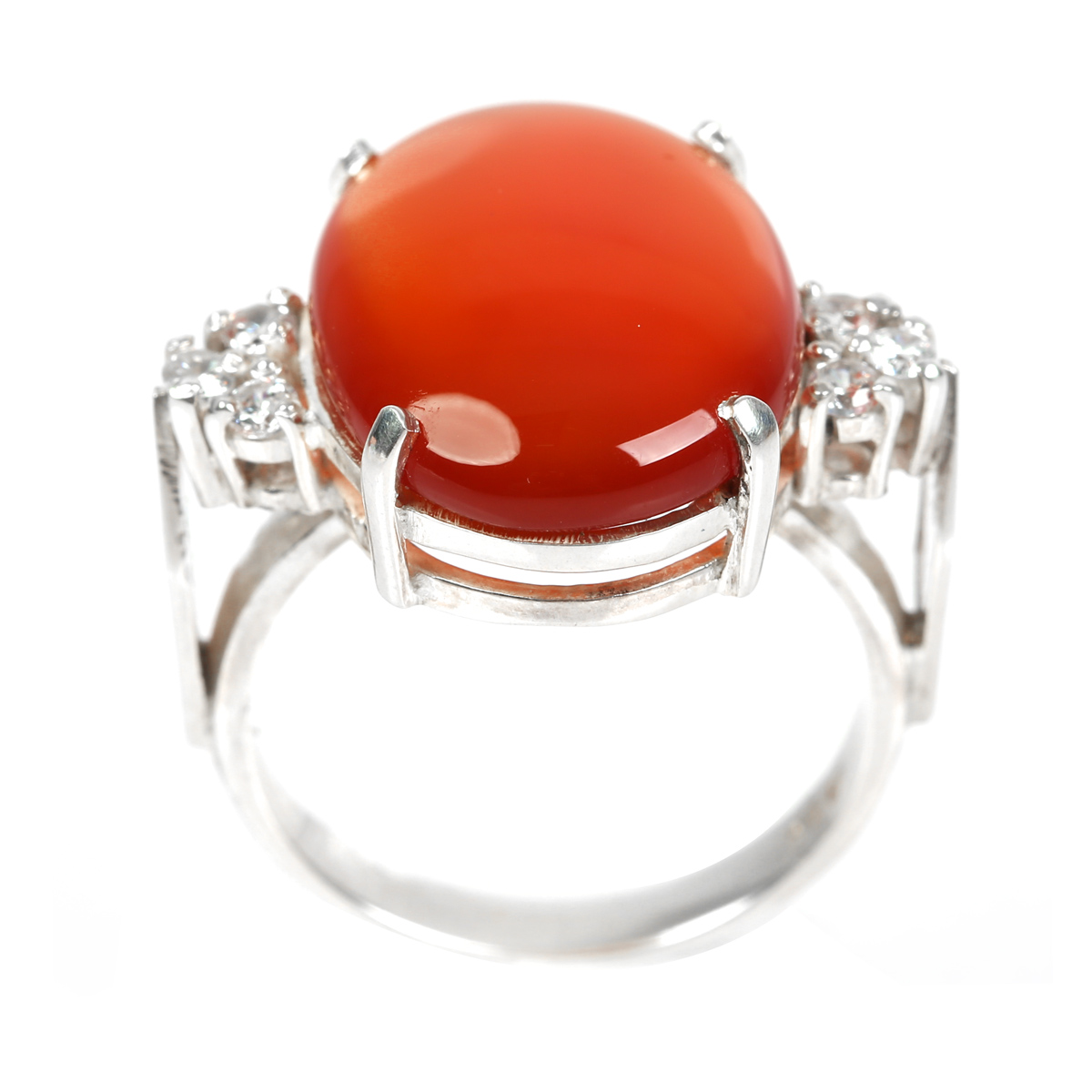 Agate Stone Silver Ring | Round Solitaire Ring