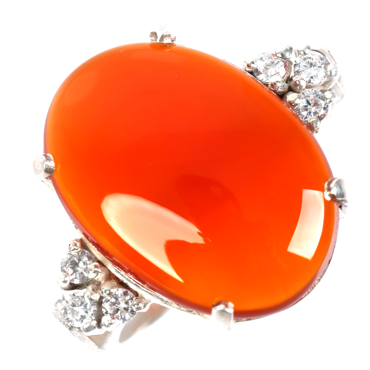 Agate Stone Silver Ring | Round Solitaire Ring