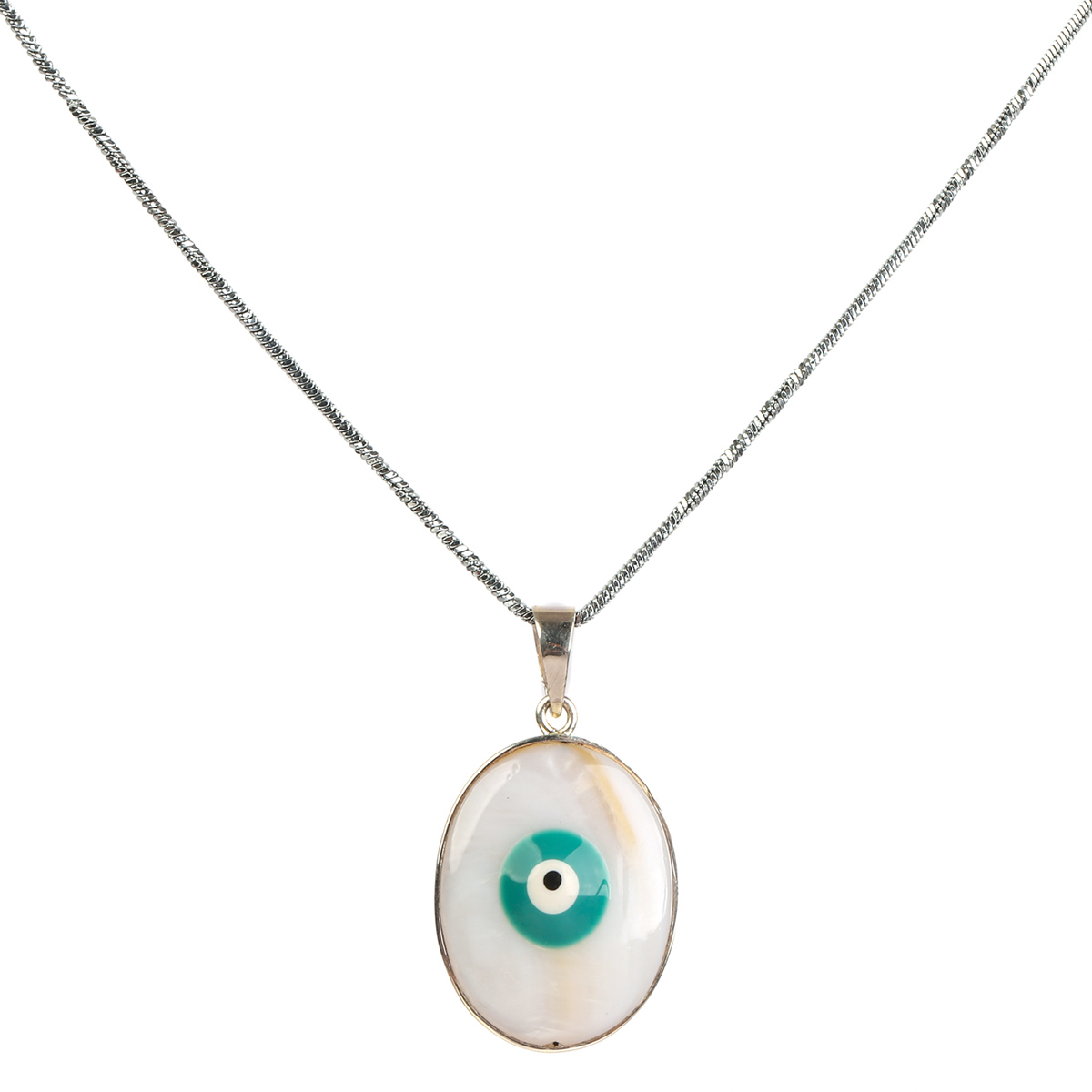 White Agate Stone Pendant | Eye Style Drop Locket