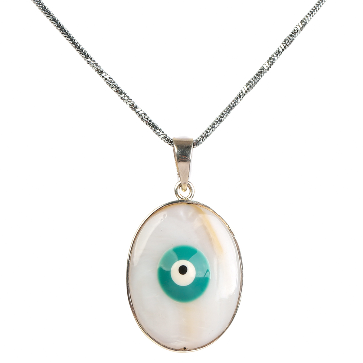 White Agate Stone Pendant | Eye Style Drop Locket
