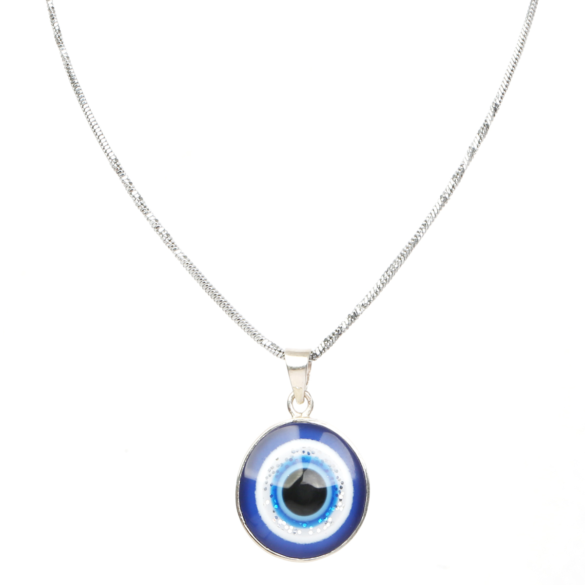 Blue Agate Silver Locket | Eye Design Drop Pendant