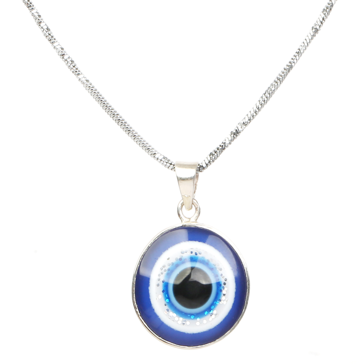 Blue Agate Silver Locket | Eye Design Drop Pendant