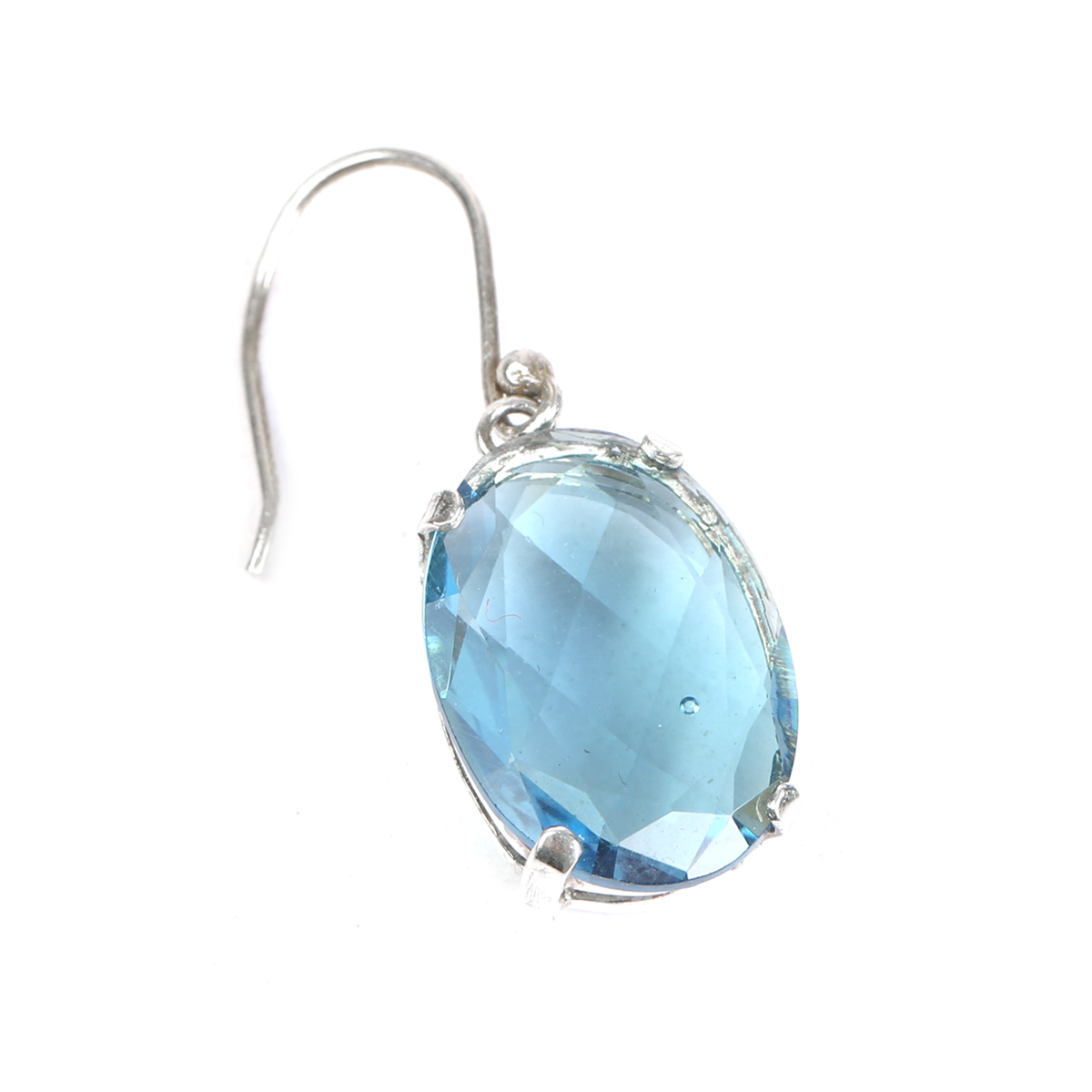 Blue Topaz Silver Earrings | Oval Dangle Earrings 