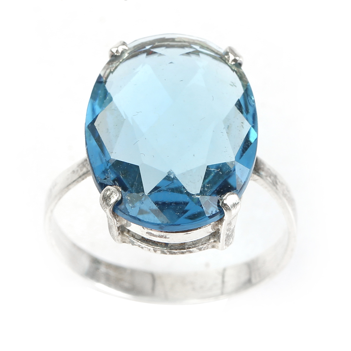 Rare Blue Topaz Jewelry Set | Silver Oval Pendant, Earrings, Ring