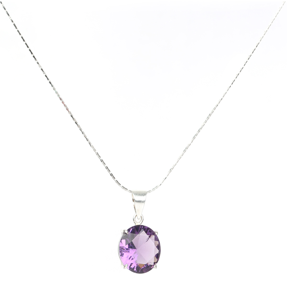 Amethyst Jewelry Set | Silver Round Pendant, Earrings, Ring 