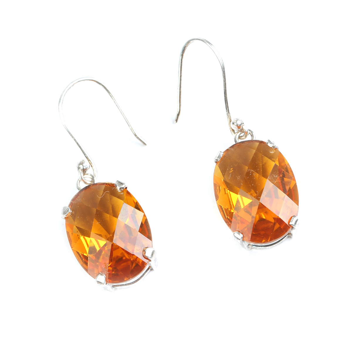 Citrine Jewelry Set | Silver Oval Pendant, Earrings, Ring 
