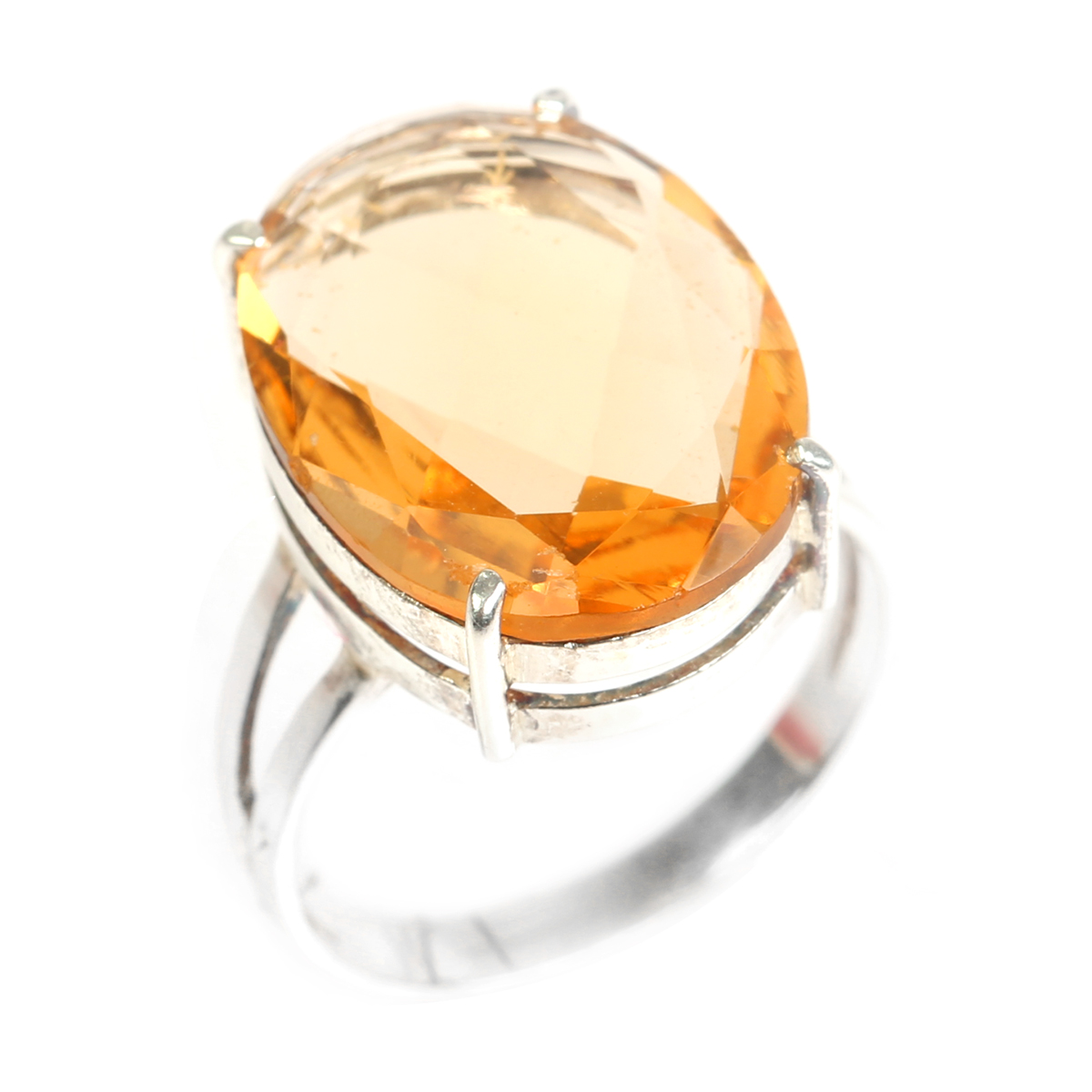Yellow Topaz Stone Ring | Silver Solitaire Oval Ring
