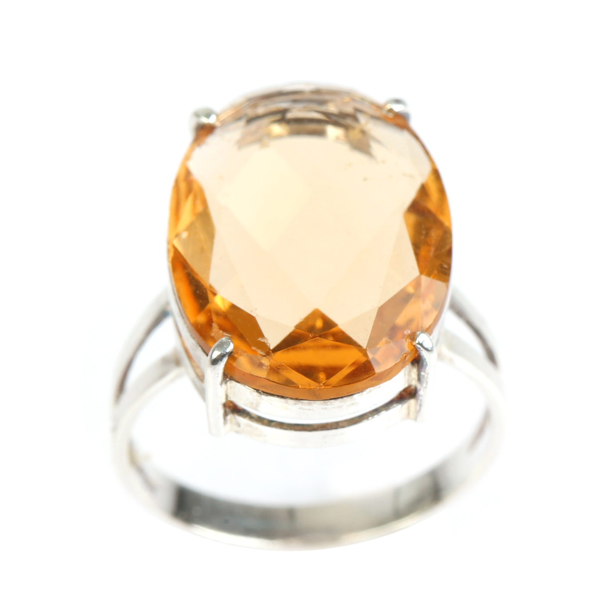 Yellow Topaz Stone Ring | Silver Solitaire Oval Ring