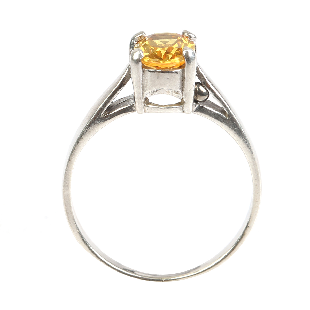 Citrine Stone Ring | Solitaire Split Silver Ring