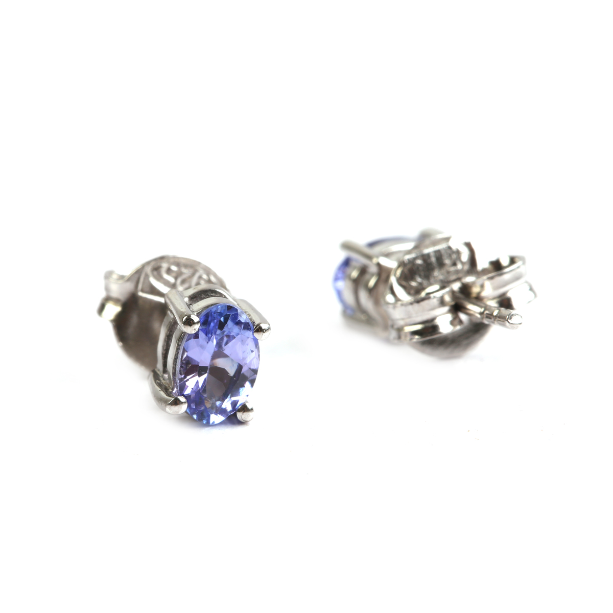 Tanzanite Silver Studs | Round Mini Tops 