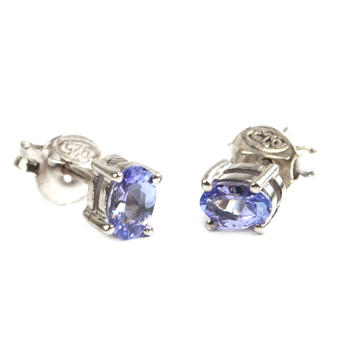 Tanzanite Jewelry Set | Round Silver Pendant, Studs, Ring