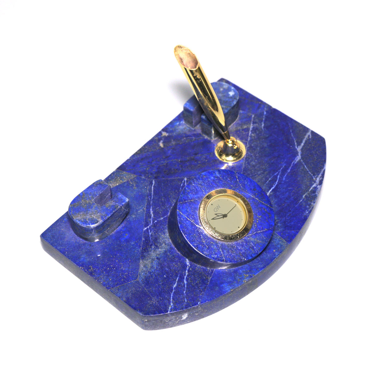 Lapis Pen Holder with Attached Clock | Casual Table Pen Stand and Clock