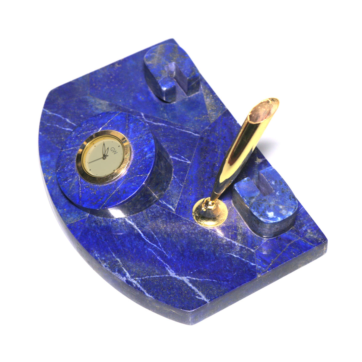 Lapis Pen Holder with Attached Clock | Casual Table Pen Stand and Clock