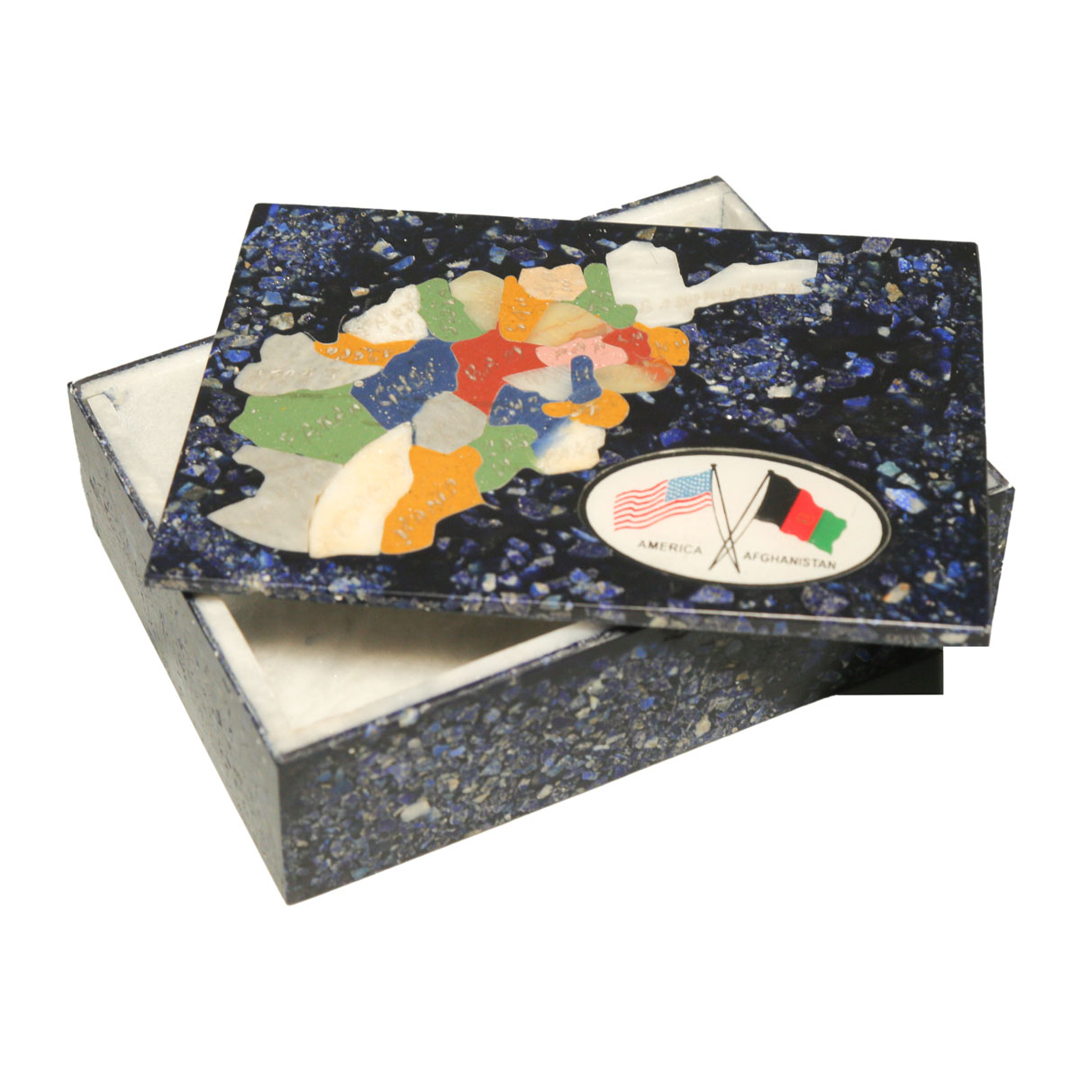 Black Handmade Lapis Stone Box | Gift Box with Afghanistan Map Engraving