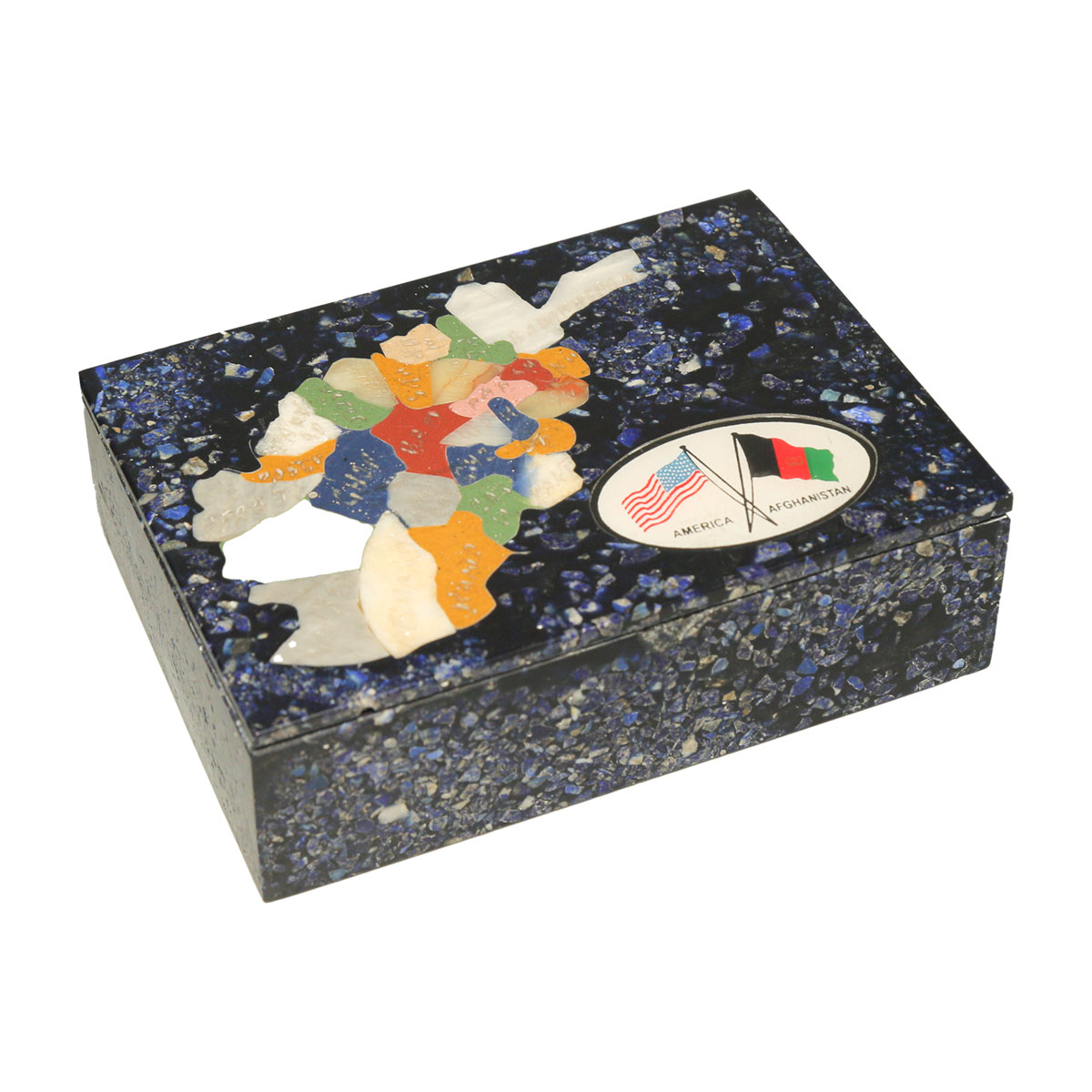 Black Handmade Lapis Stone Box | Gift Box with Afghanistan Map Engraving