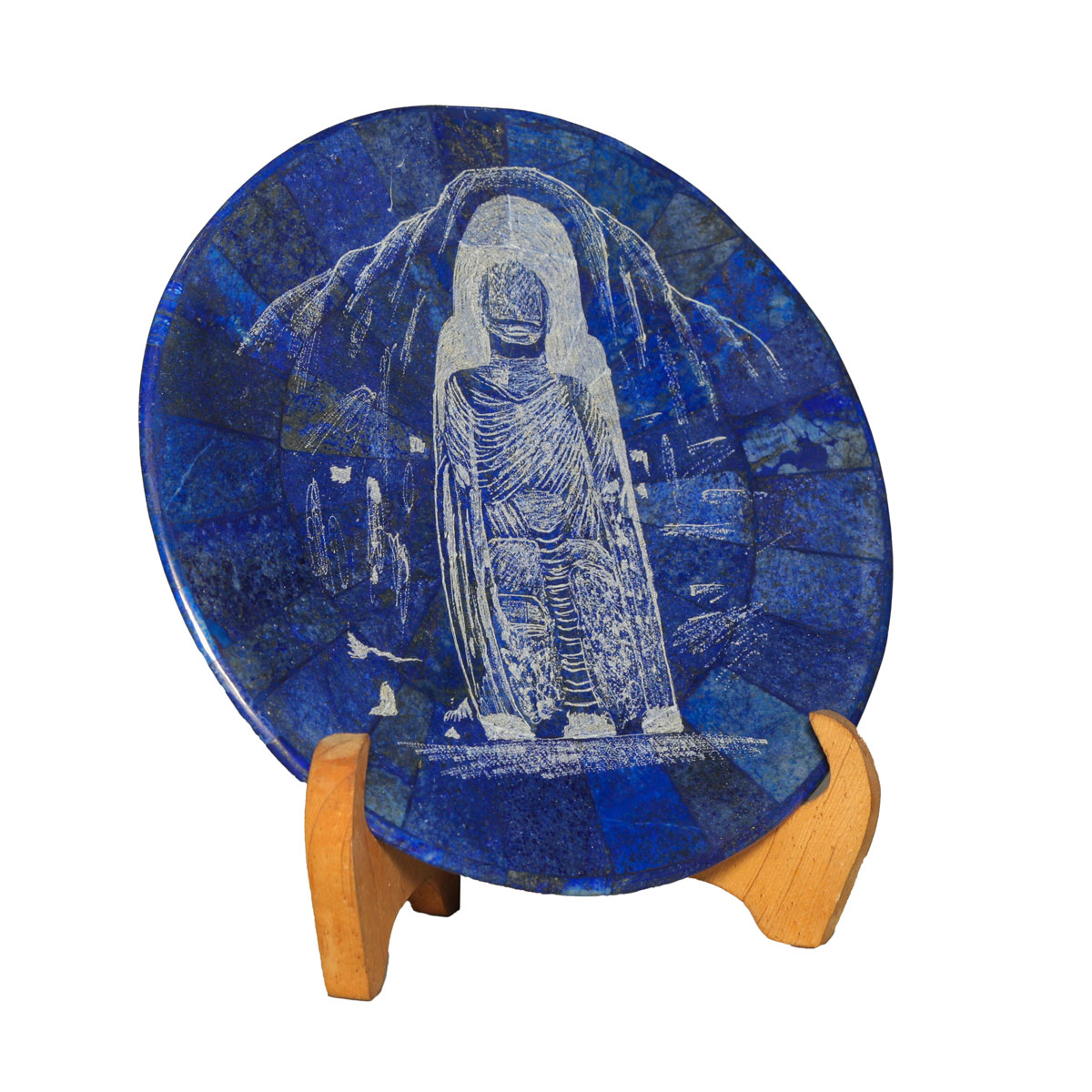 Lapis Stone Bamyan Statue | Decorative Bayman Statue with Wooden Stand
