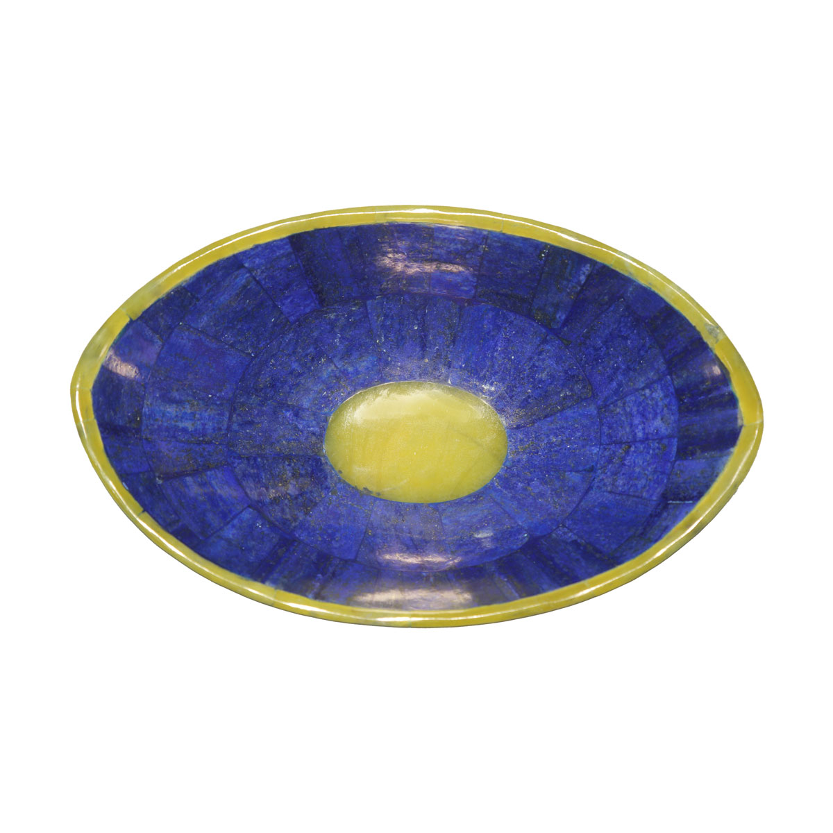 Footed Lapis Bowl | Blue Handmade Bowl with Green Edge
