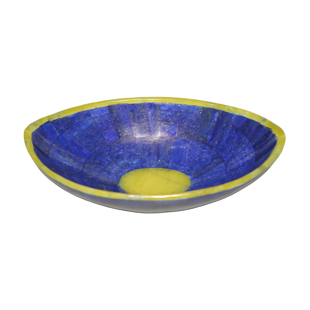 Footed Lapis Bowl | Blue Handmade Bowl with Green Edge