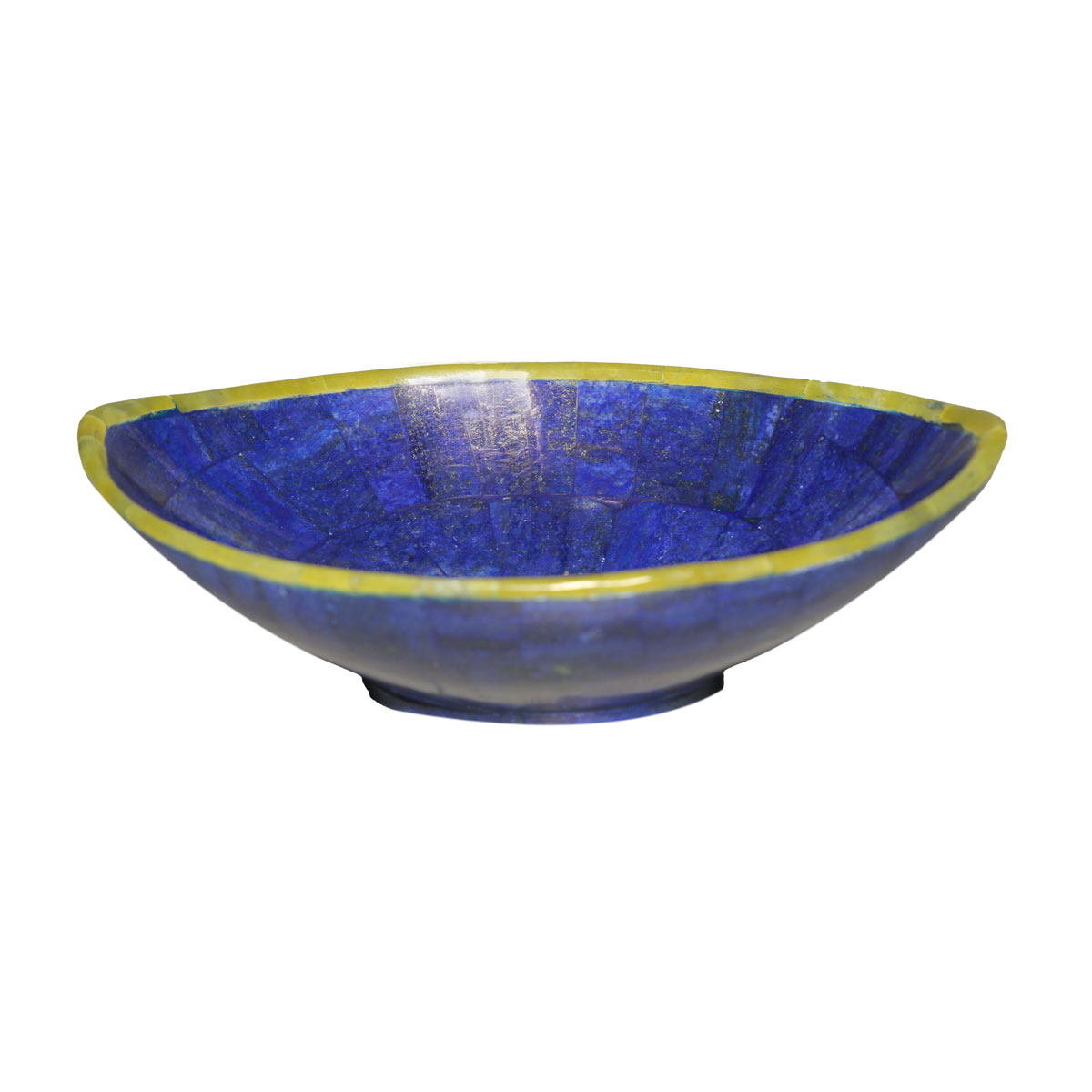 Footed Lapis Bowl | Blue Handmade Bowl with Green Edge