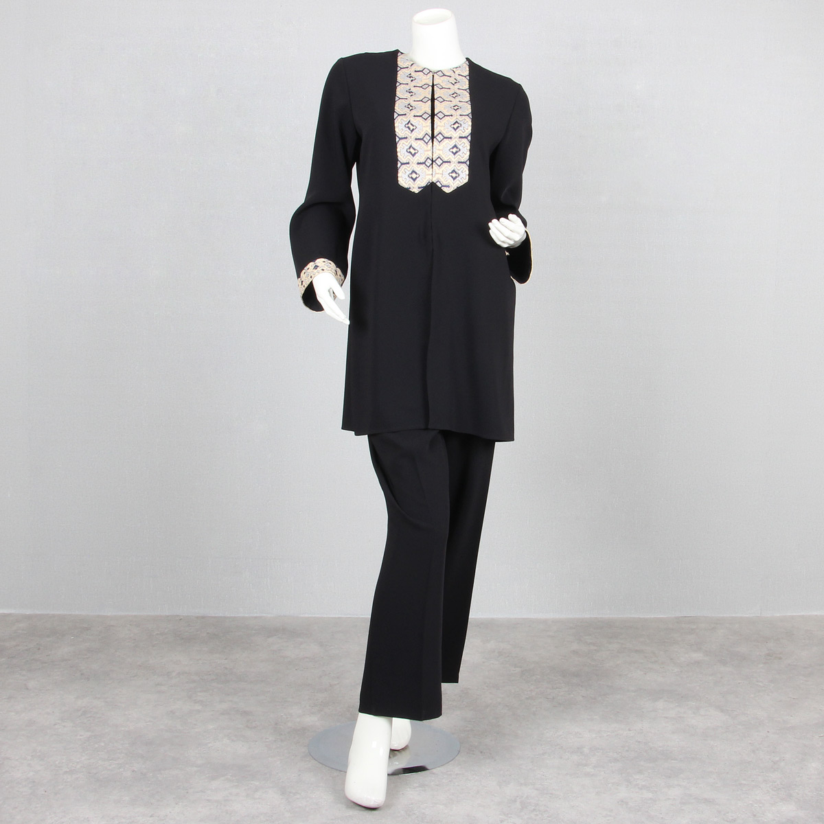 Black Women's Formal Suit Set | Classic Crepe Coat, Trousers & Vest 