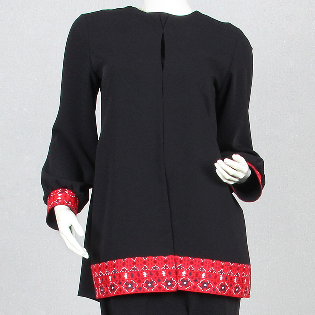 Black Mirror Embroidered Plain Shirt & Trousers | Chic Crepe Formal Attire