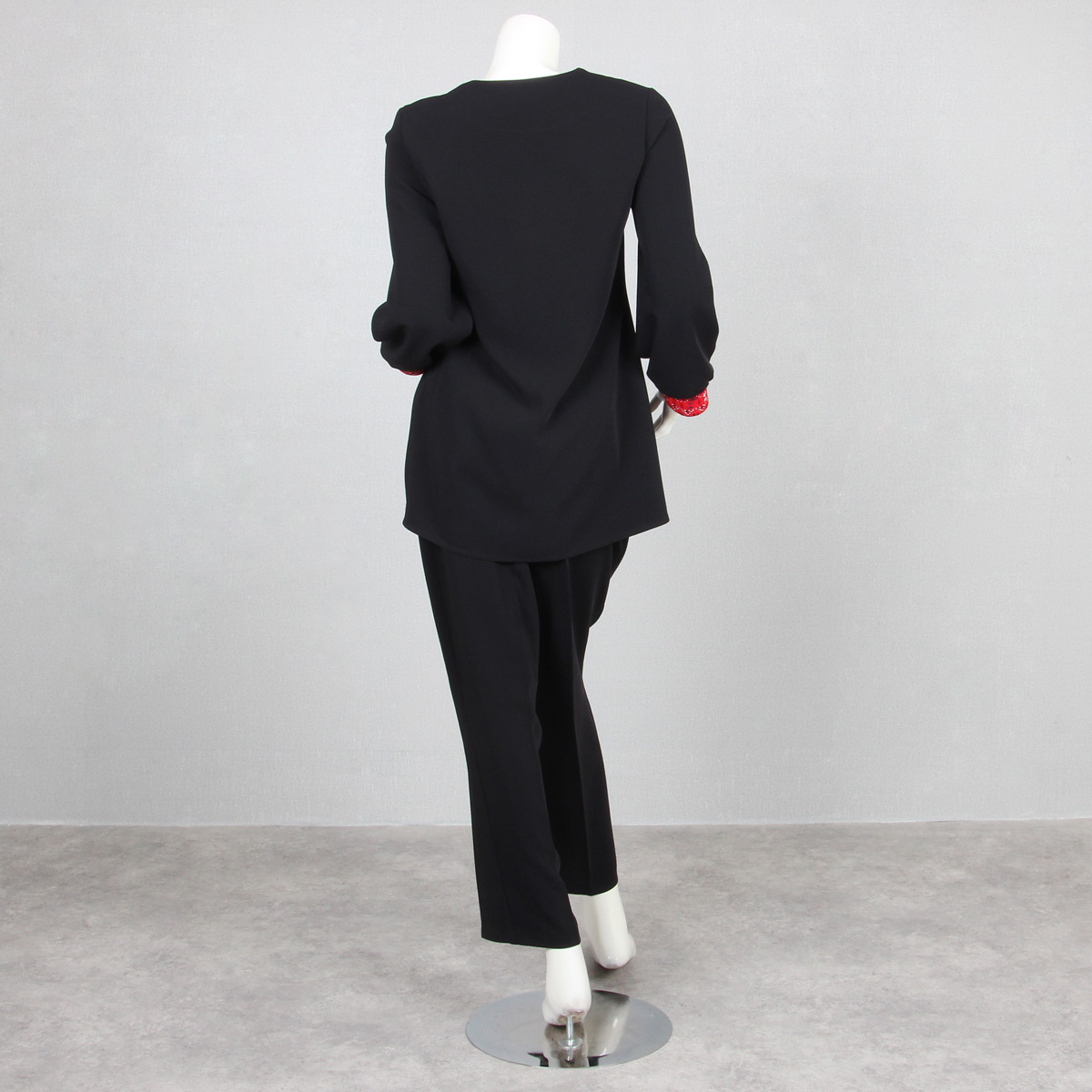 Black Mirror Embroidered Plain Shirt & Trousers | Chic Crepe Formal Attire