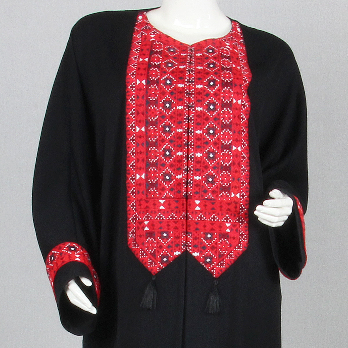 Black Mirror Kochi Embroidered Chapan | Traditional Afghan Long Overcoat 