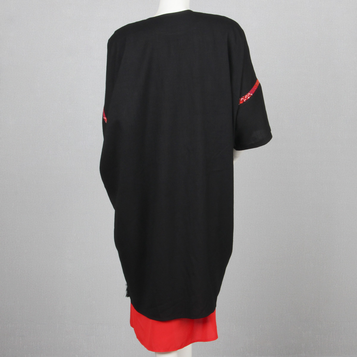 Black Kochi Cross-Stitch Embroidered Dress | 2-Piece Crepe Traditional Dress