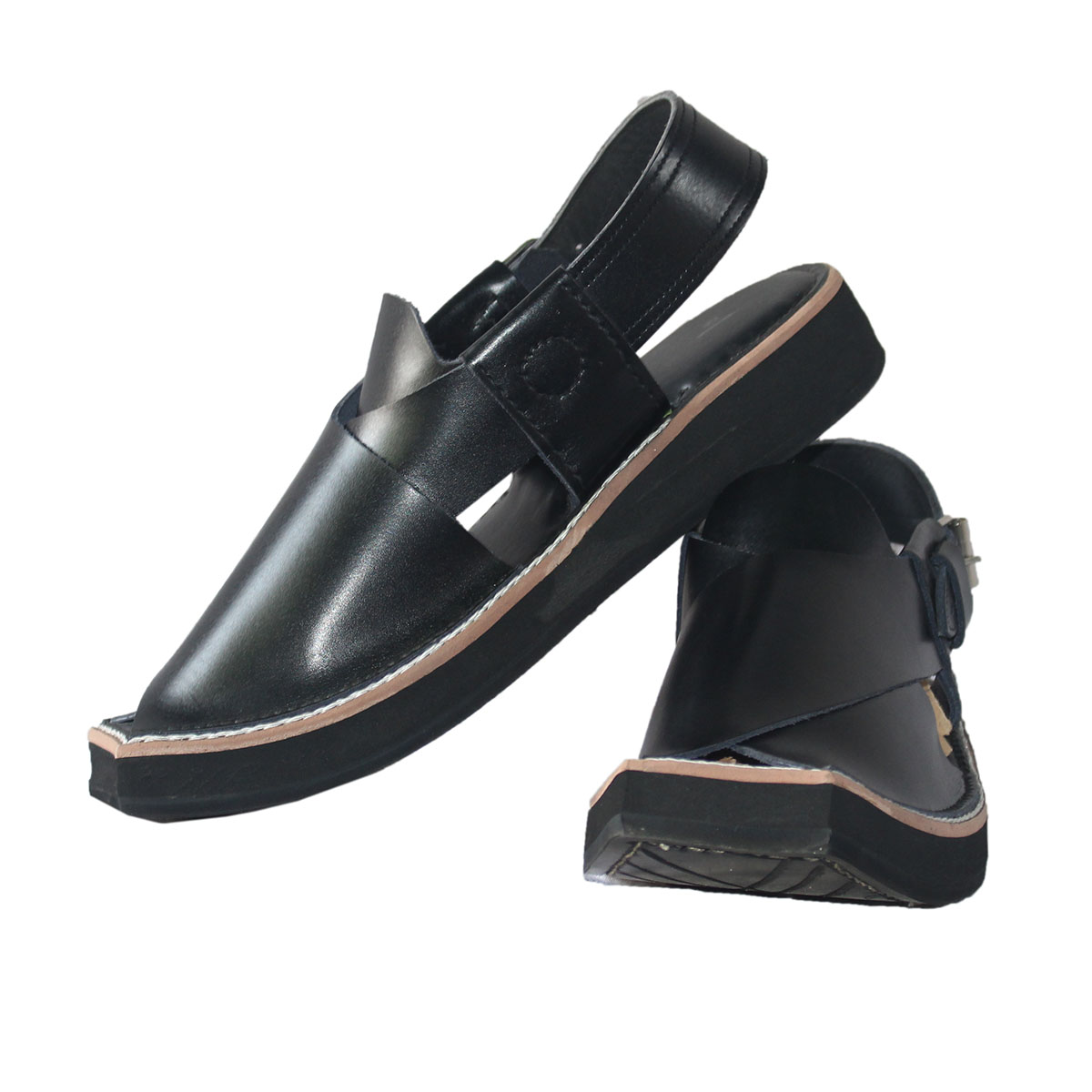 Black Charsadwal Shoes | Kunar Handmade Traditional Chappal