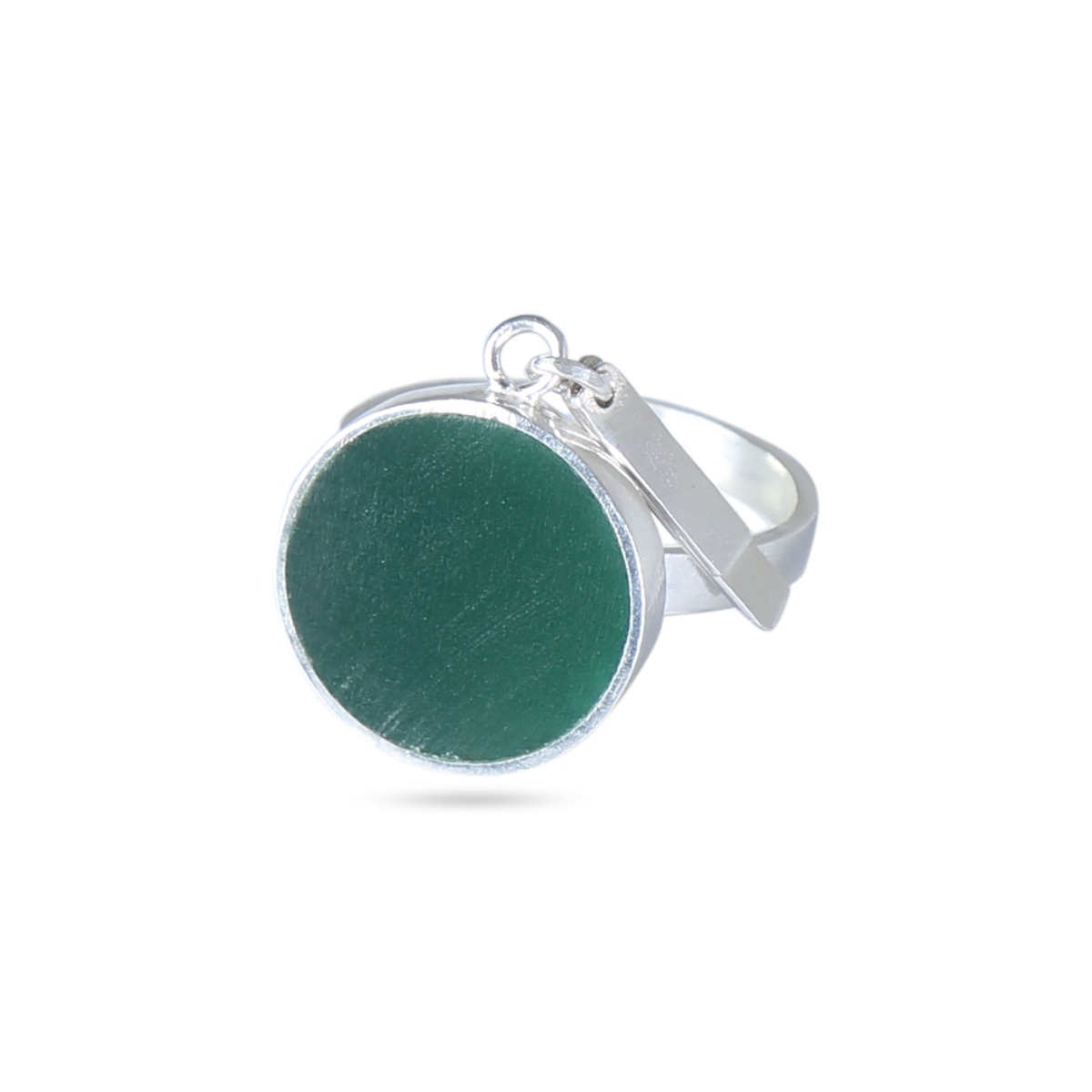 Green Agate Jewelry Set | Silver Round Pendant, Earrings, & Ring